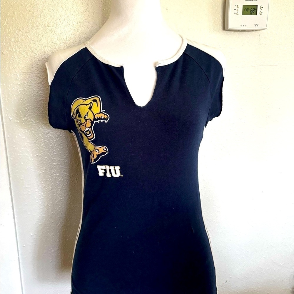 Adidas FIU Women's Navy Cotton Short Sleeve Tee - Picture 3 of 4